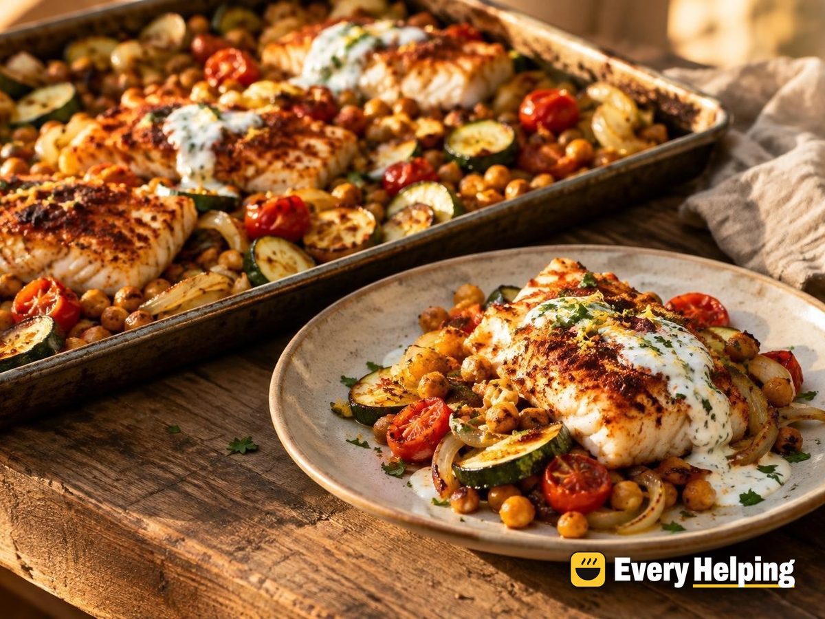 Smoky Paprika Cod with Zucchini and Chickpeas