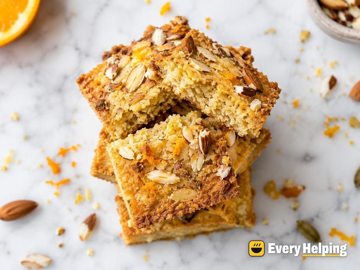Orange Almond Semolina Shortbread Squares