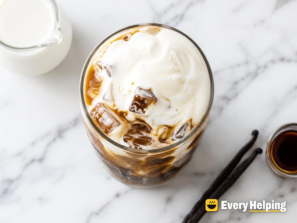 Iced Vanilla Americano with Sweet Cream Float