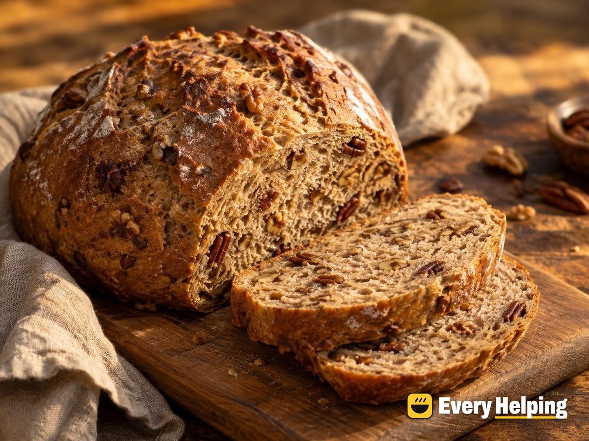 Soft Whole Wheat Walnut Pecan Sourdough Boule