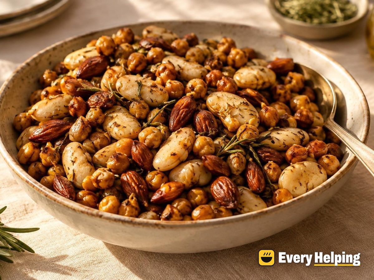 Rosemary Thyme Chickpea, Butter Bean and Almond Crunch