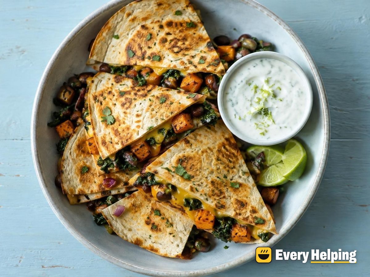 Roasted Sweet Potato and Kale Quesadillas