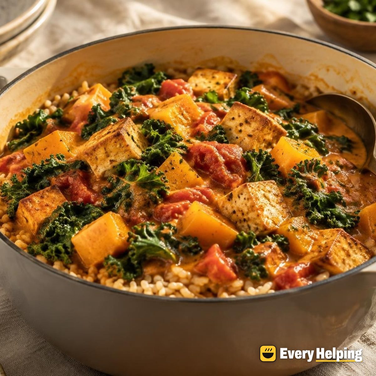 Ginger Coconut Tomato Stew with Tofu and Kale
