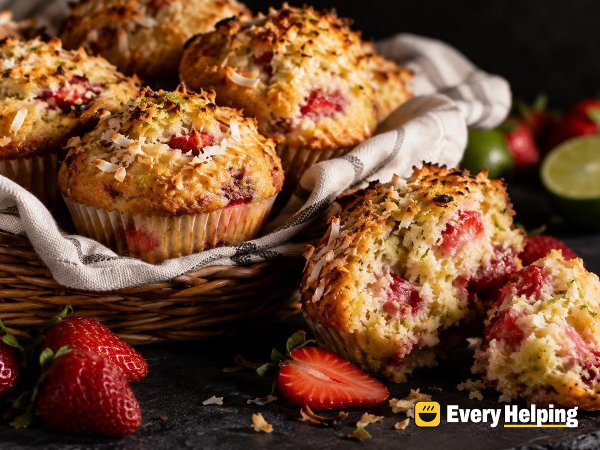 Lime Strawberry Muffins with Coconut Tops