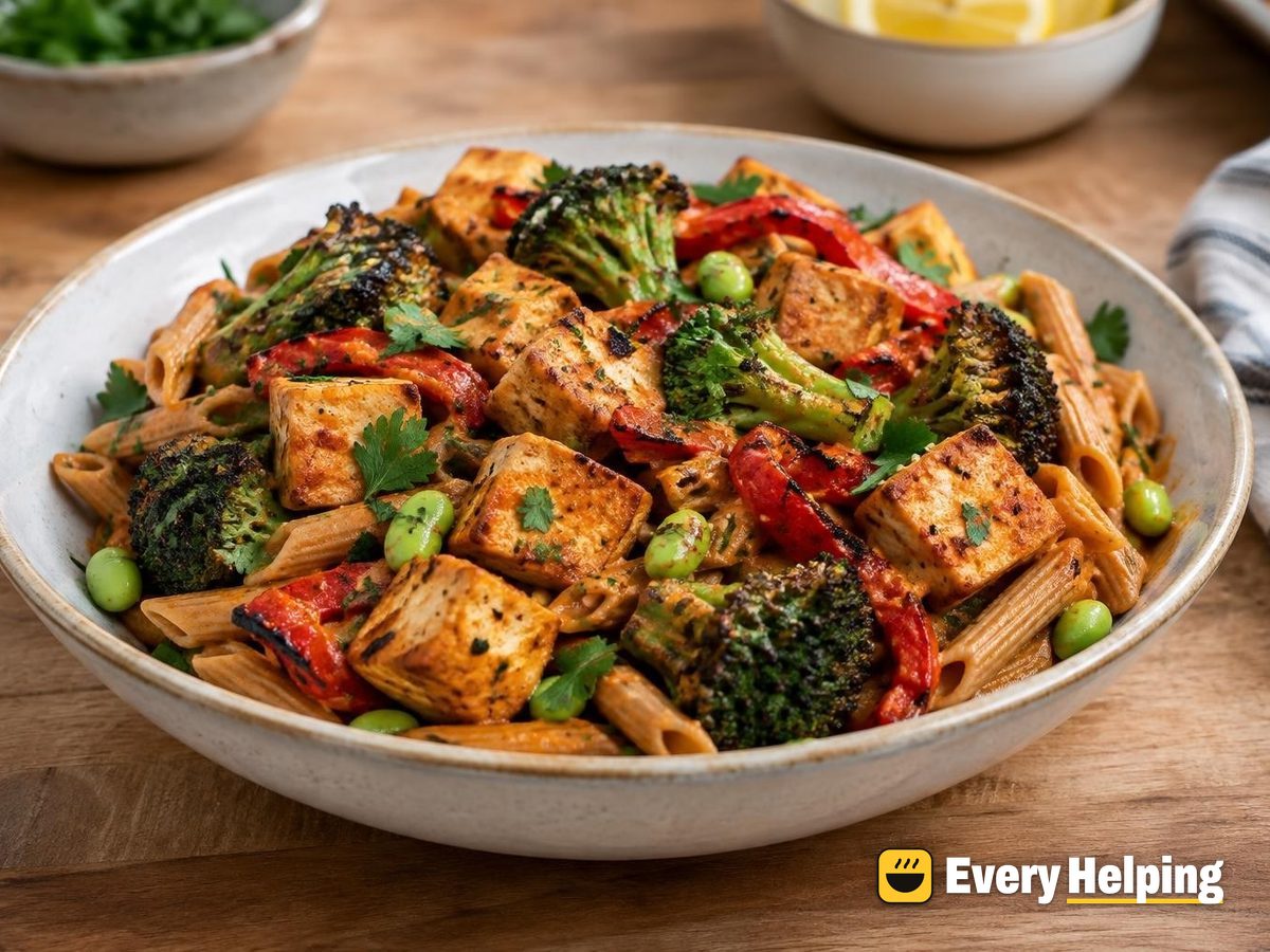 Smoky Roasted Pepper Tofu Noodle Bowls