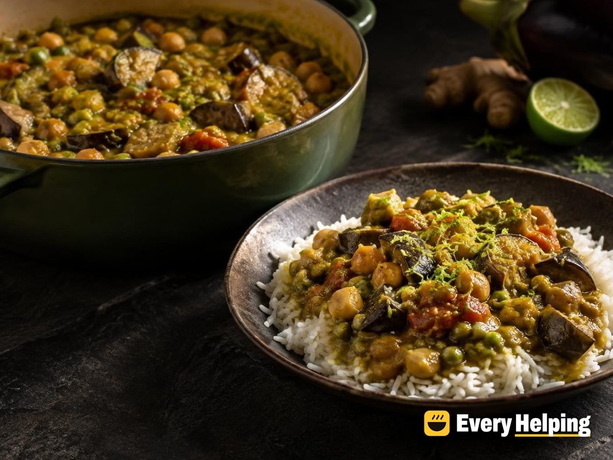 Split Pea and Chickpea Curry with Eggplant