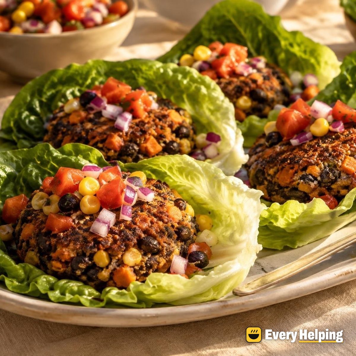 Black Bean Sweet Potato Burgers in Lettuce