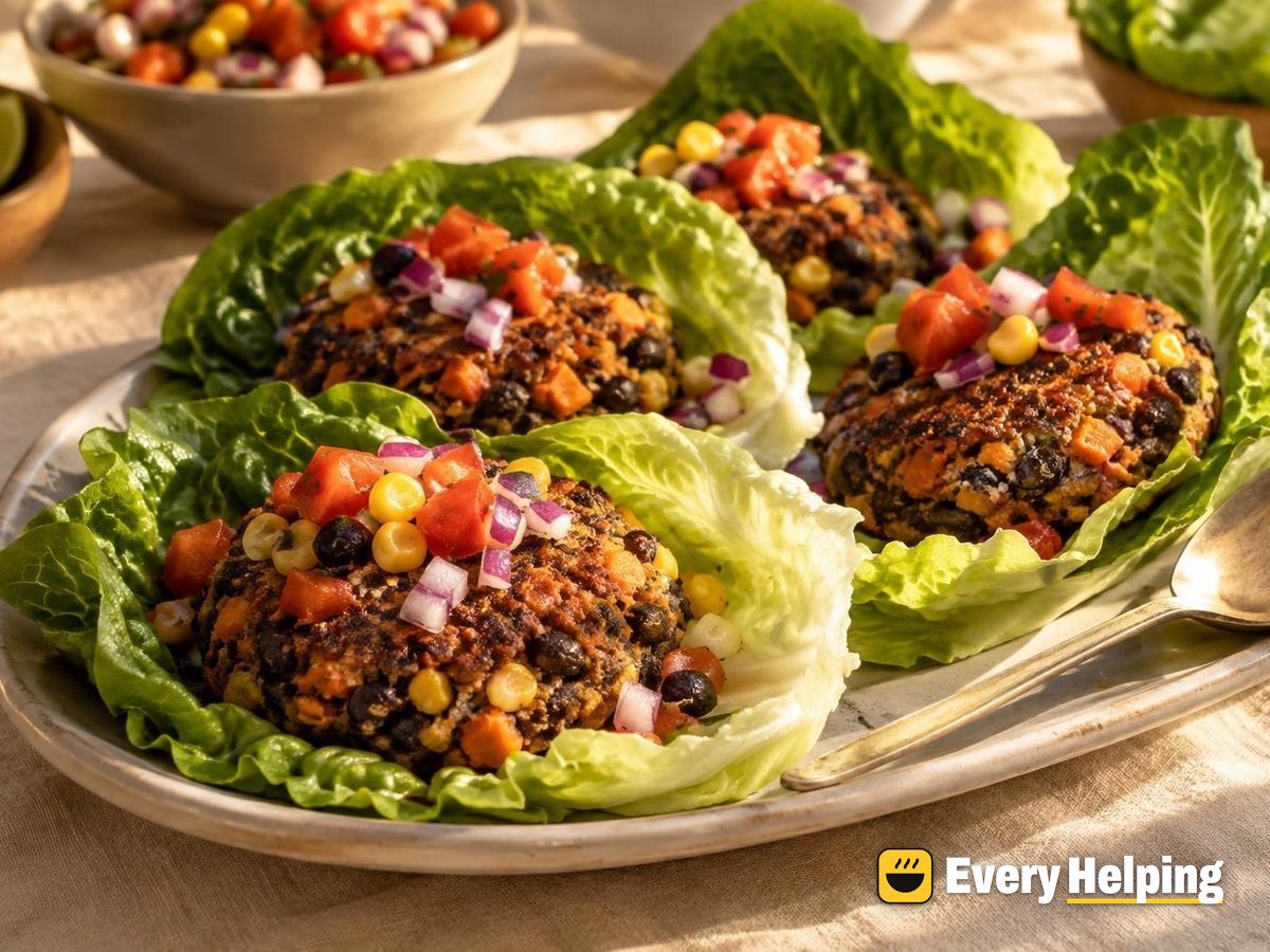 Black Bean Sweet Potato Burgers in Lettuce