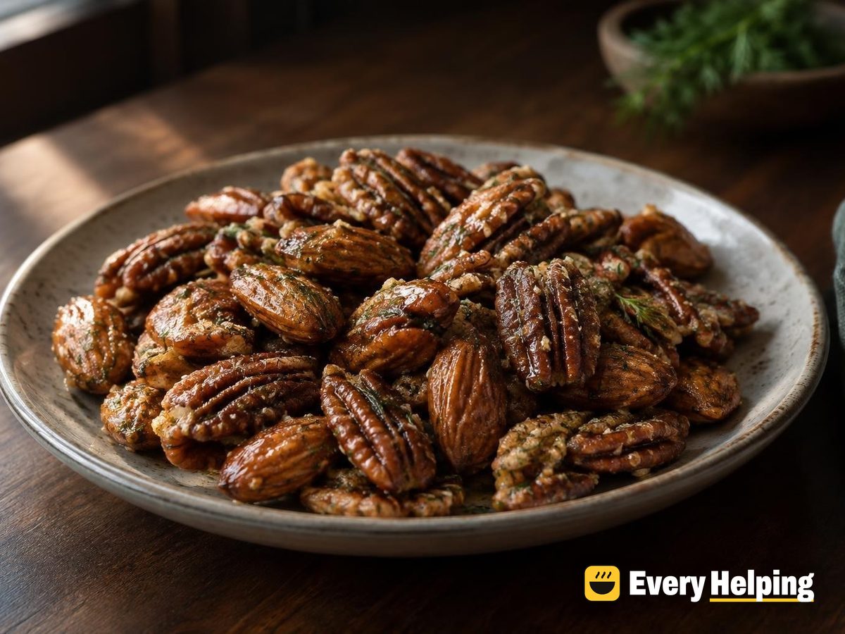 Garlic Herb Glazed Almonds and Pecans