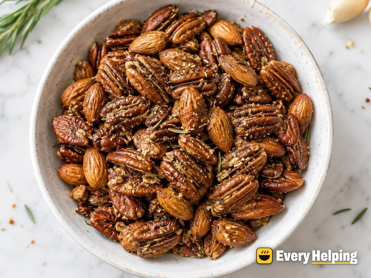 Garlic Rosemary Roasted Pecans and Almonds