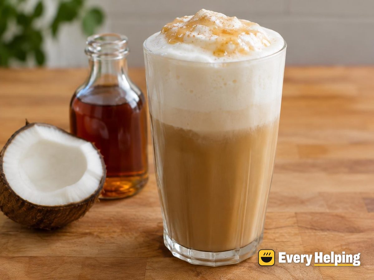 Frothy Coconut Milk Coffee Latte with Maple