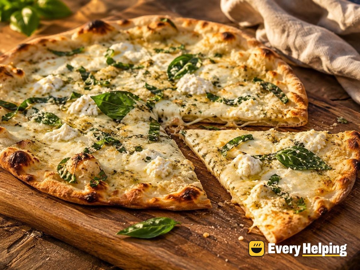 Thin-Crust Three-Cheese Basil Bianca Pizzas