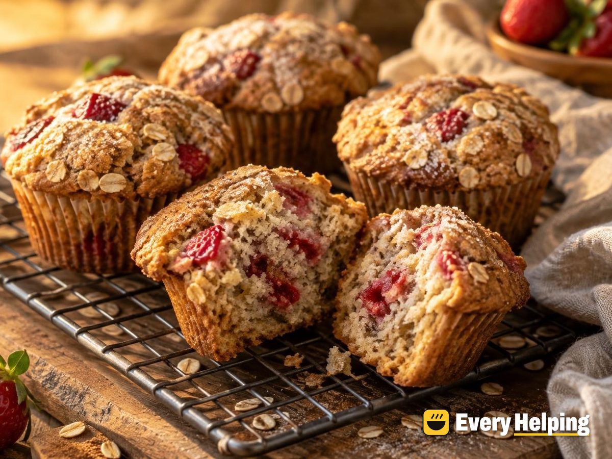 Strawberry Oatmeal Buttermilk Muffins