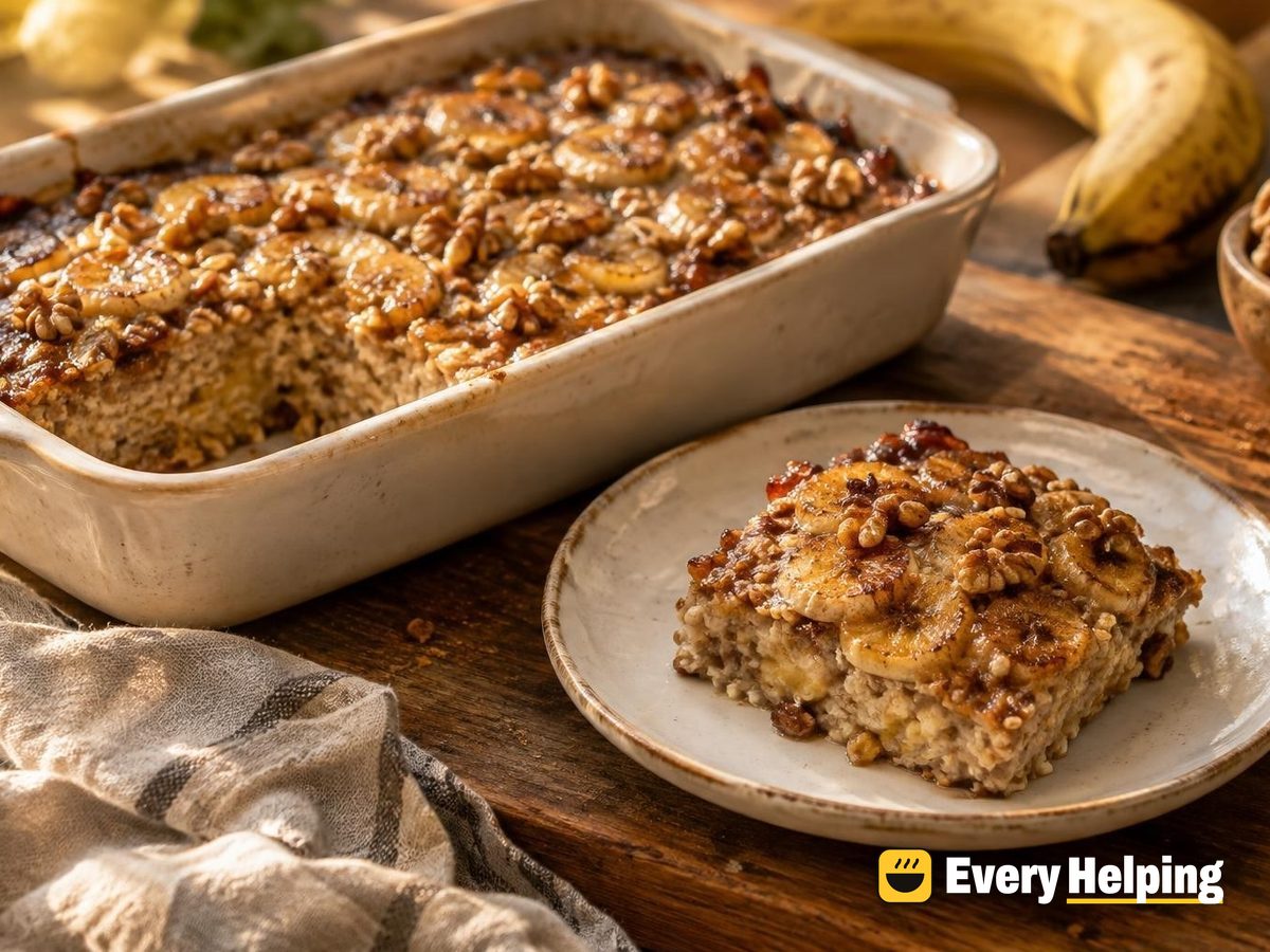 Caramelized Banana Walnut Baked Oatmeal