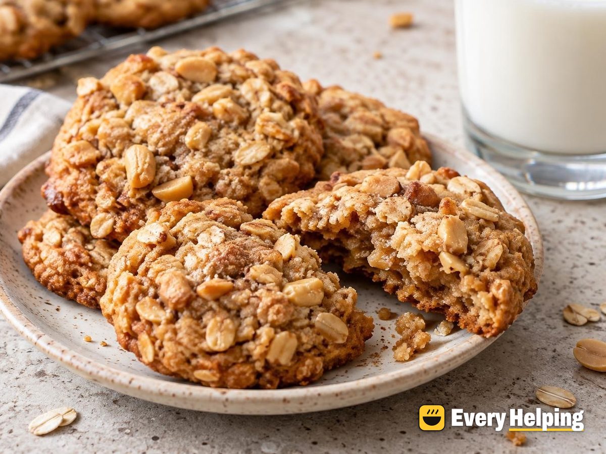 Chewy Peanut Butter Oatmeal Peanut Cookies