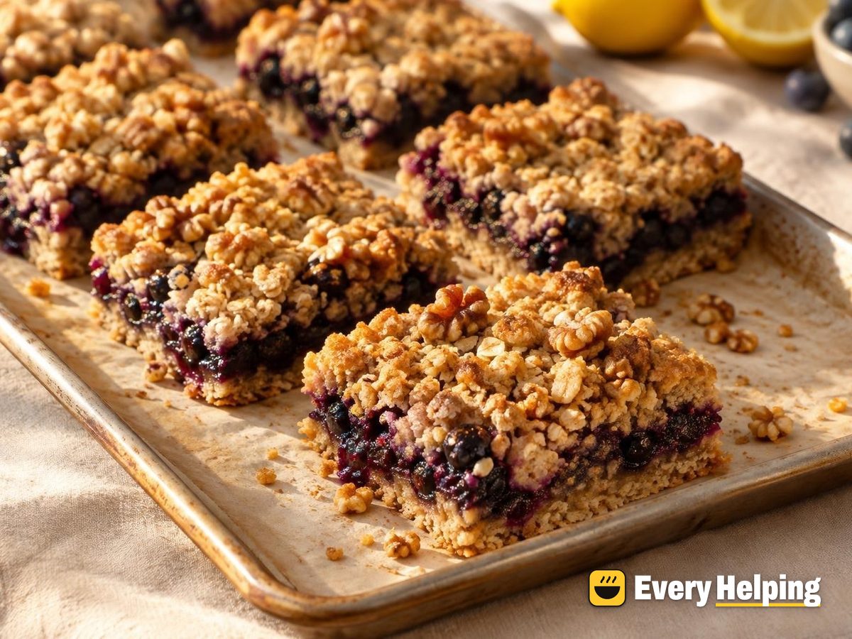 Blueberry Lemon Walnut Oat Crumble Bars