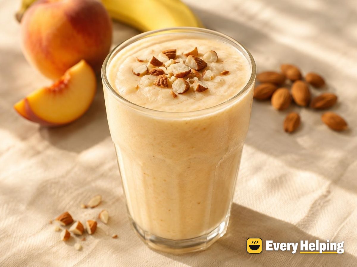 Vanilla Peach Banana Lassi with Almonds
