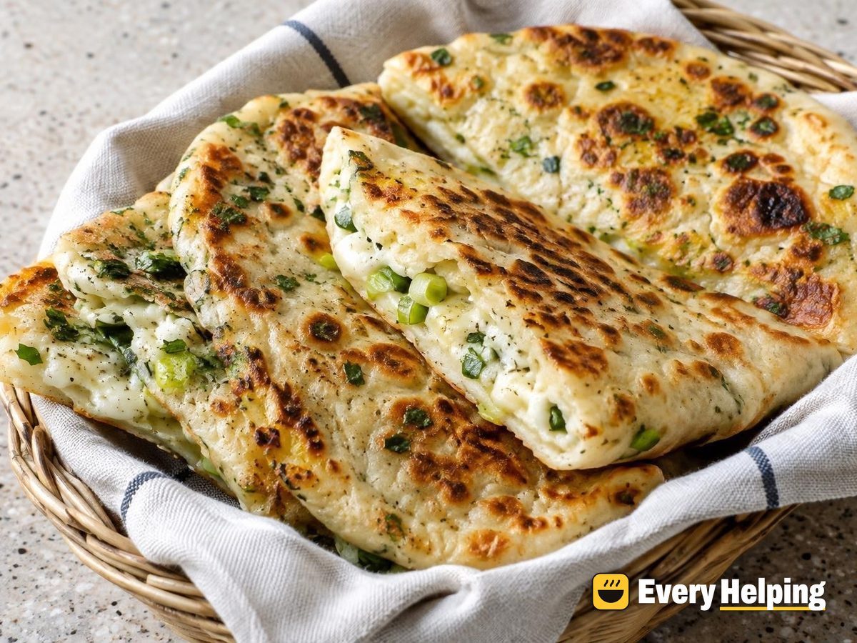 Ricotta-Mozzarella Green Onion Skillet Pita