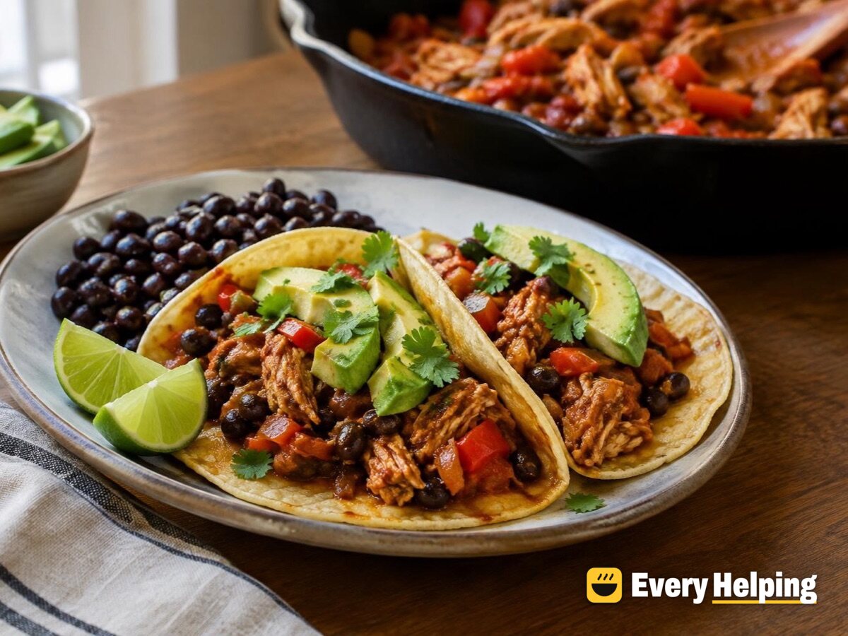 Skillet Chicken Thigh Tinga with Black Beans