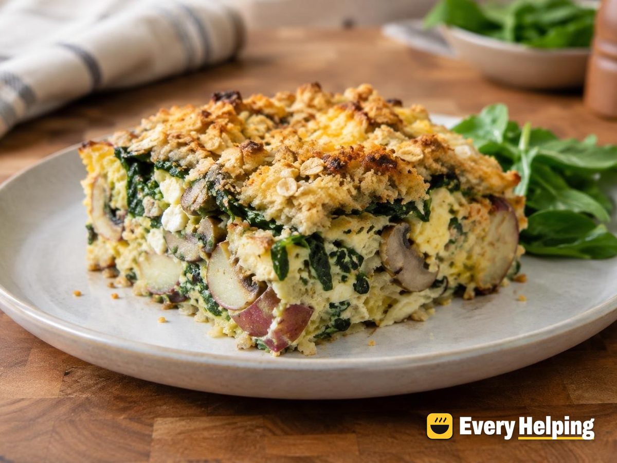 Spinach, Mushroom and Feta Breakfast Casserole