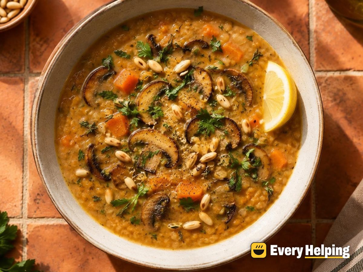 Creamy Mushroom Red Lentil Coconut Soup