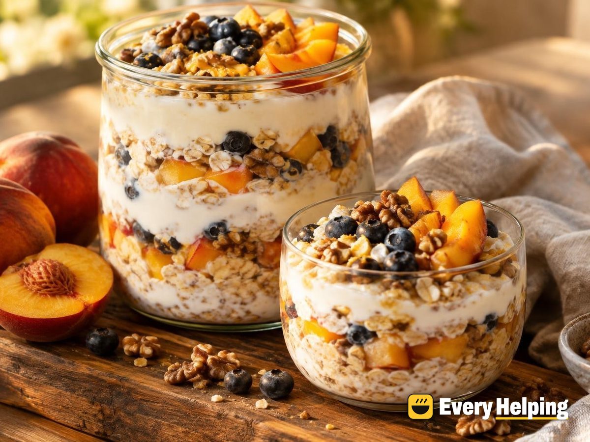 Ginger Peach Overnight Oat Yogurt Parfait