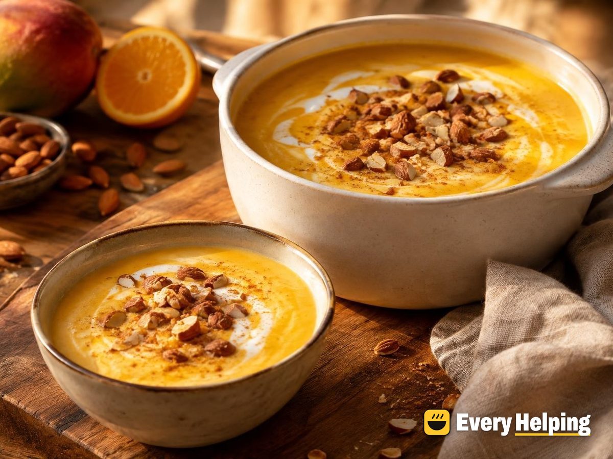Pourable Mango-Orange Yogurt with Toasted Almonds