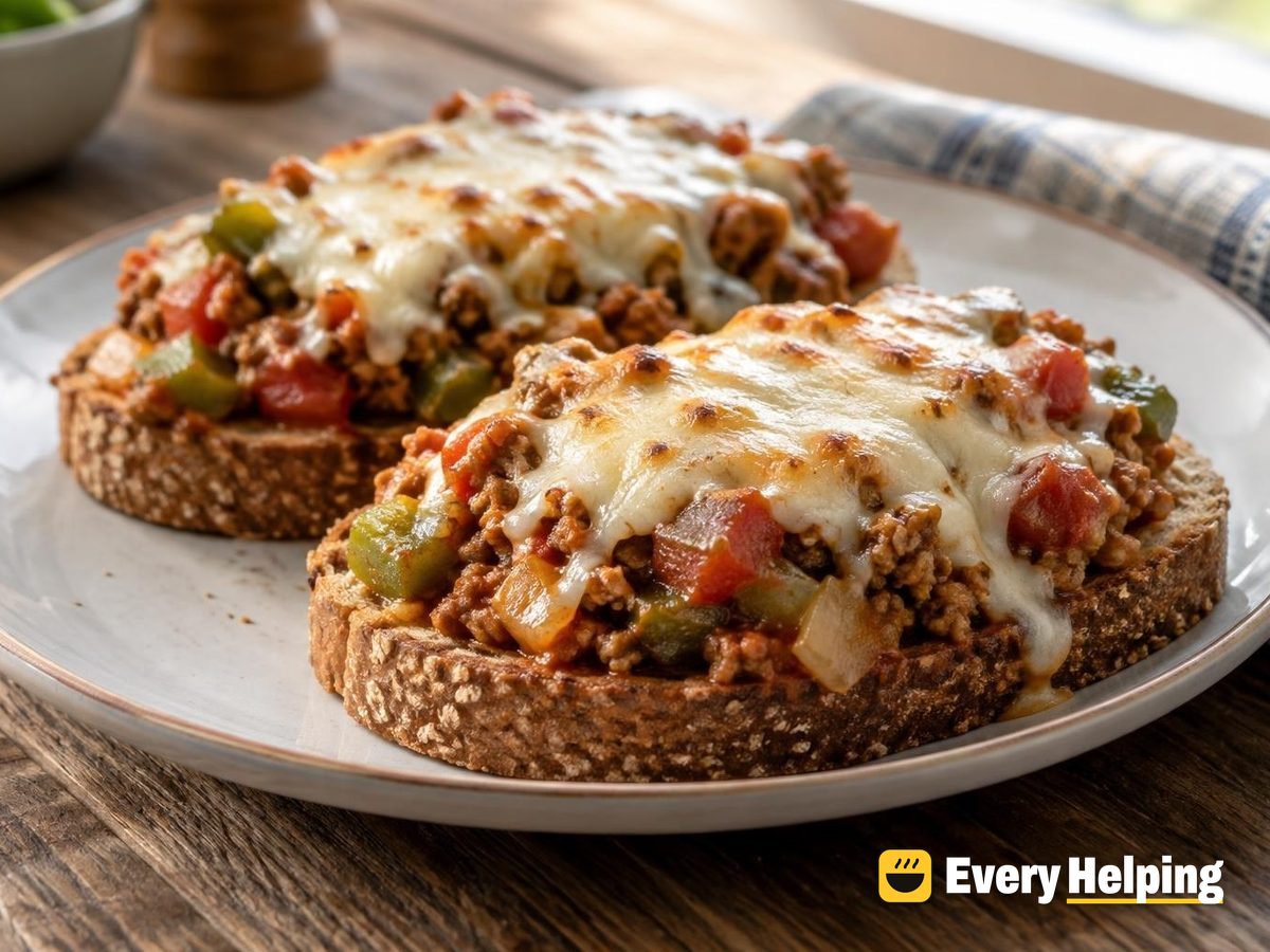 Turkey Sloppy Joe Open Toasts with Melted Mozzarella