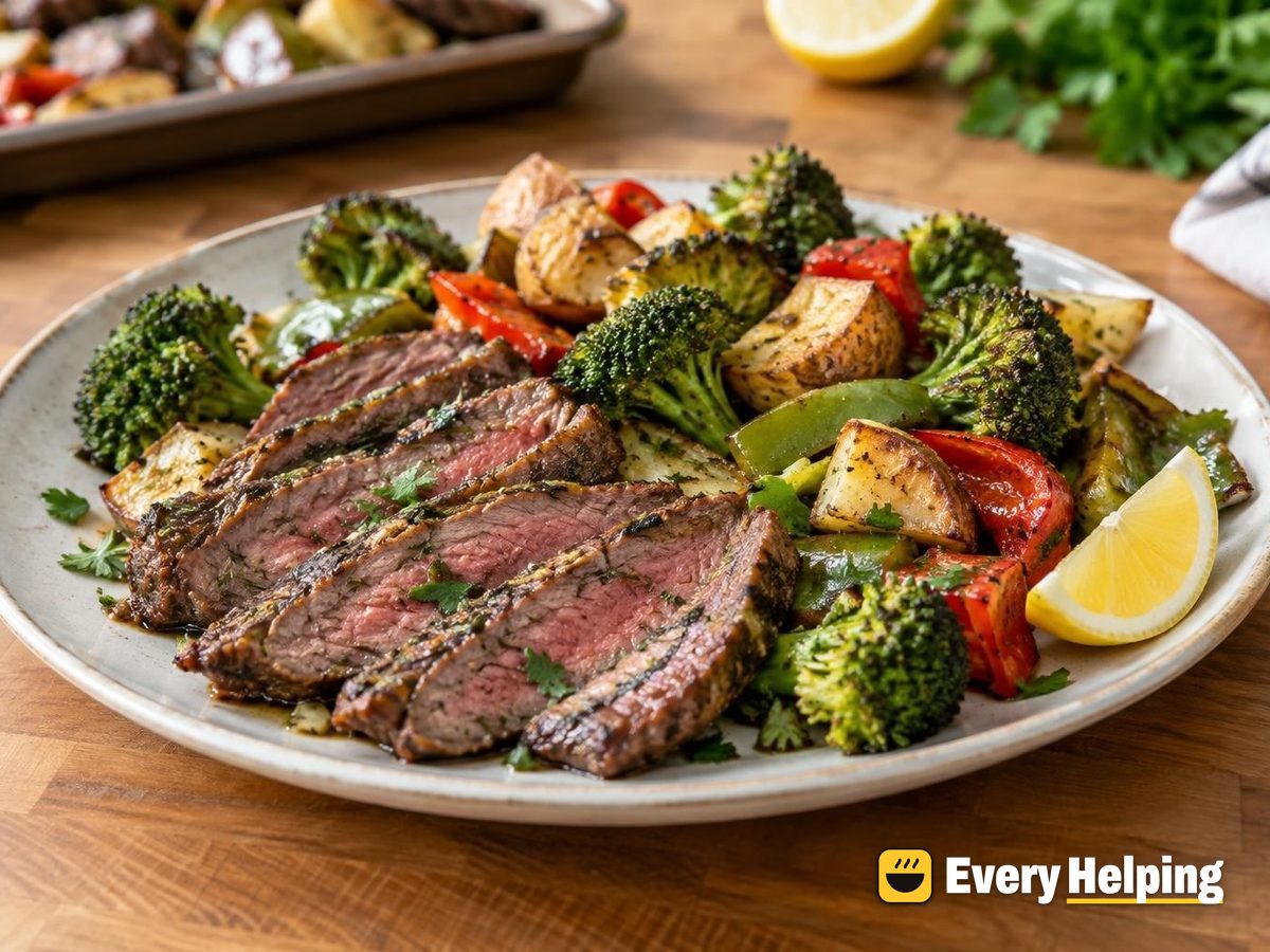 Garlic Herb Sirloin Sheet Pan with Broccoli
