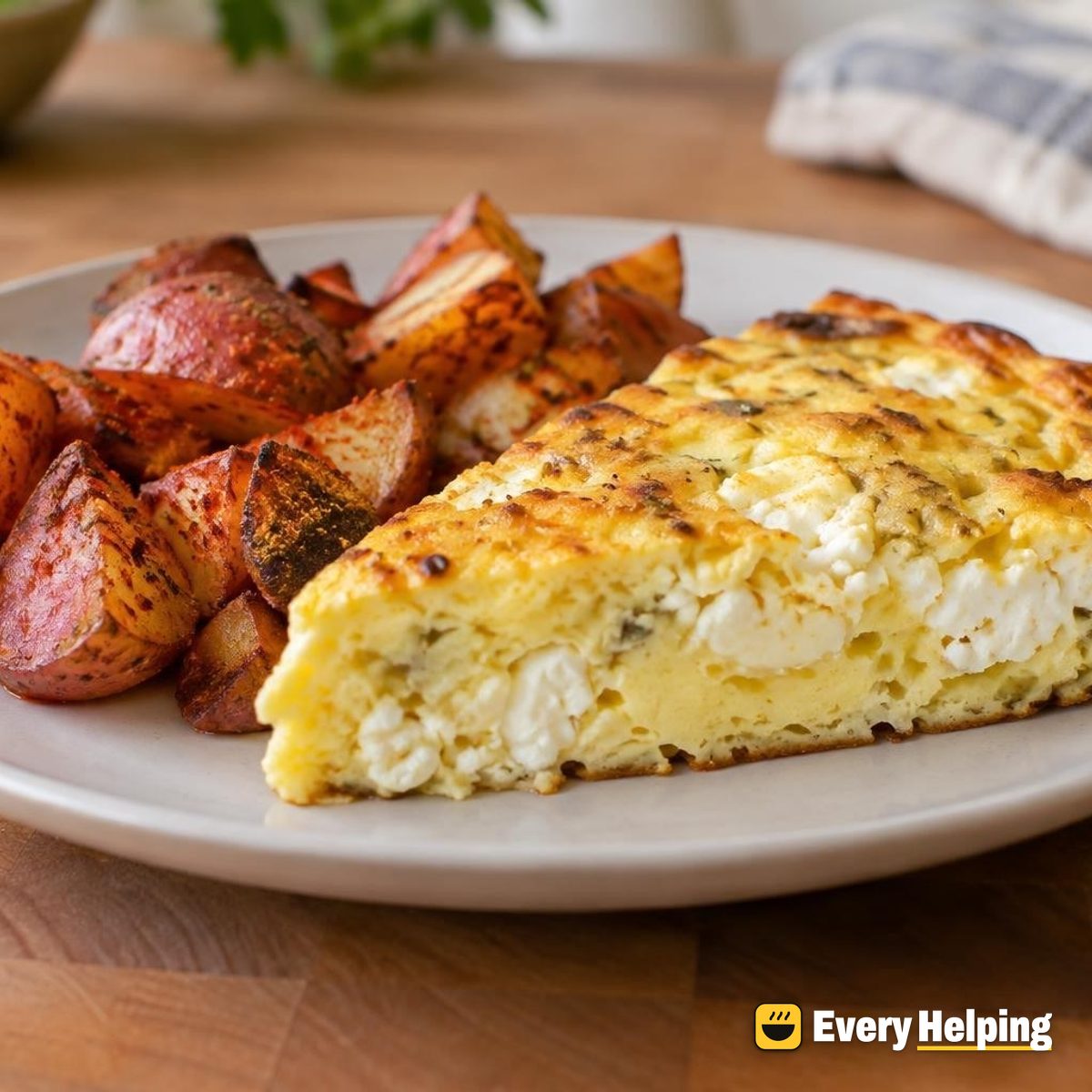 Plain Feta Frittata with Paprika Roasted Potatoes