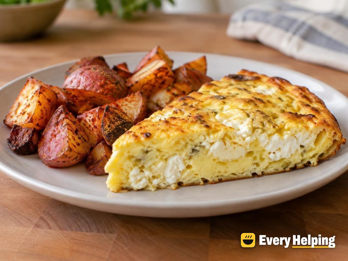 Plain Feta Frittata with Paprika Roasted Potatoes