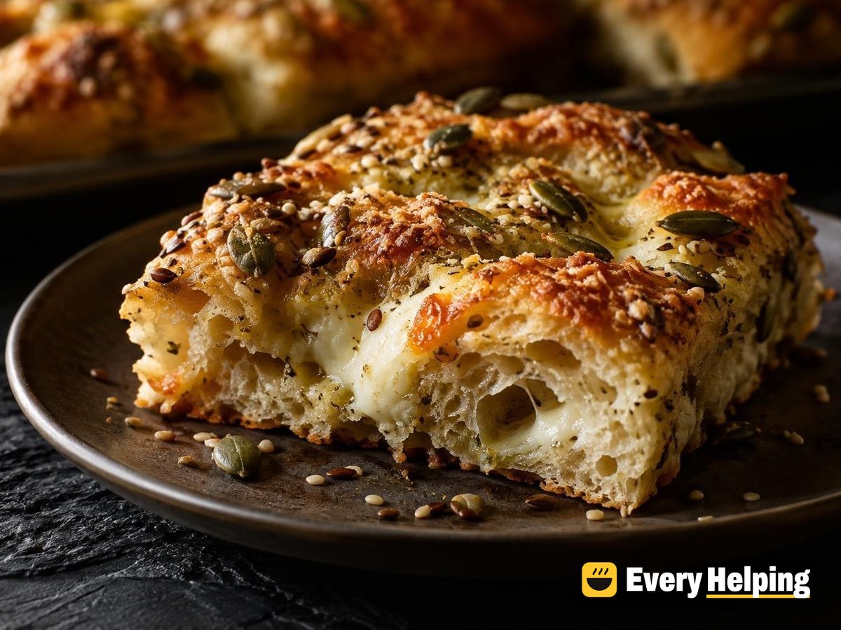 Seeded Parmesan Mozzarella Focaccia