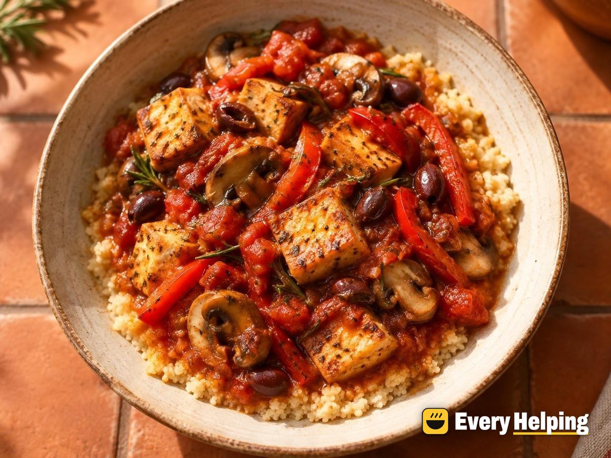 Tofu Cacciatore with Mushrooms and Peppers