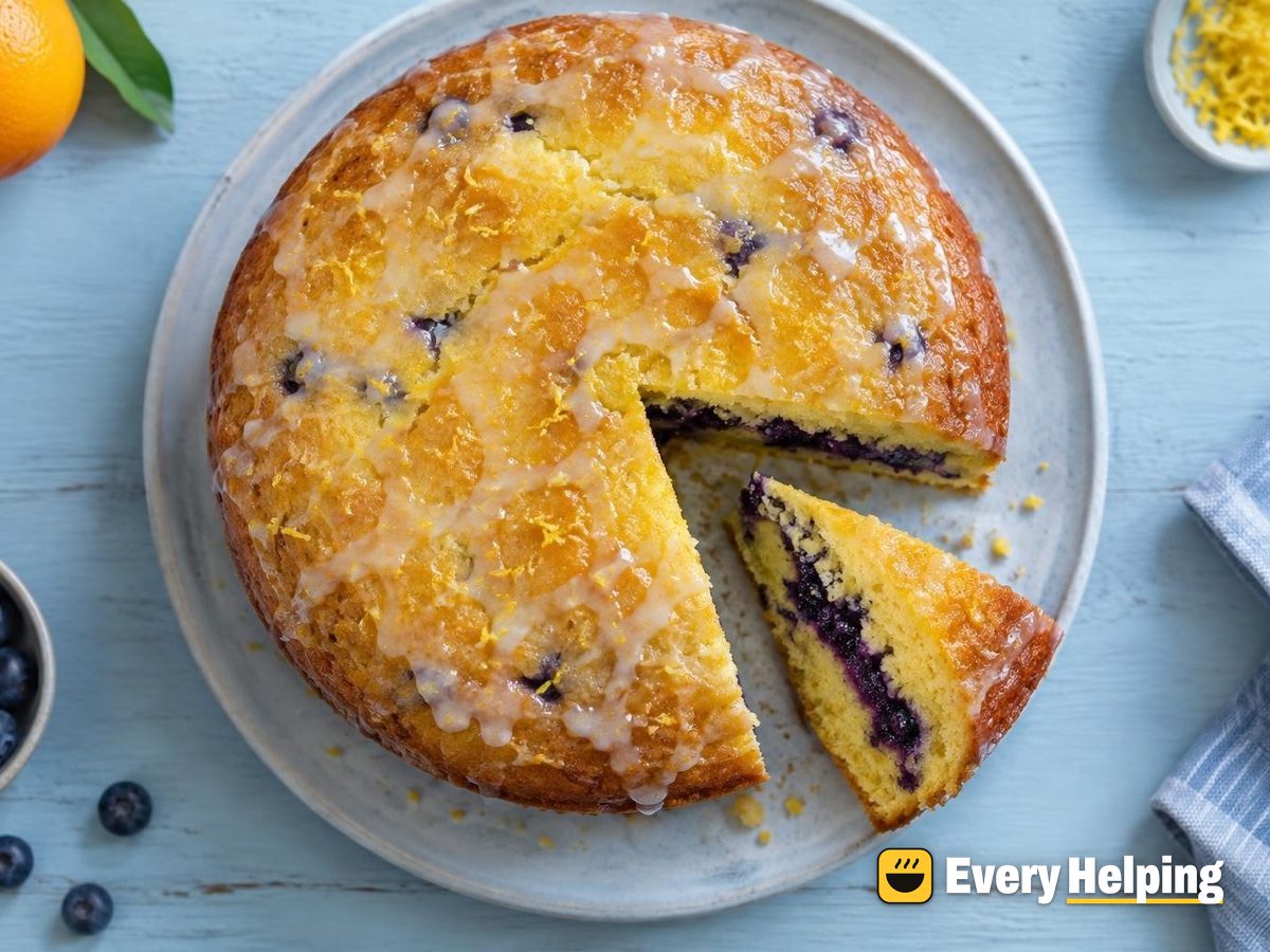 Orange Cornmeal Snack Cake with Blueberry Middle