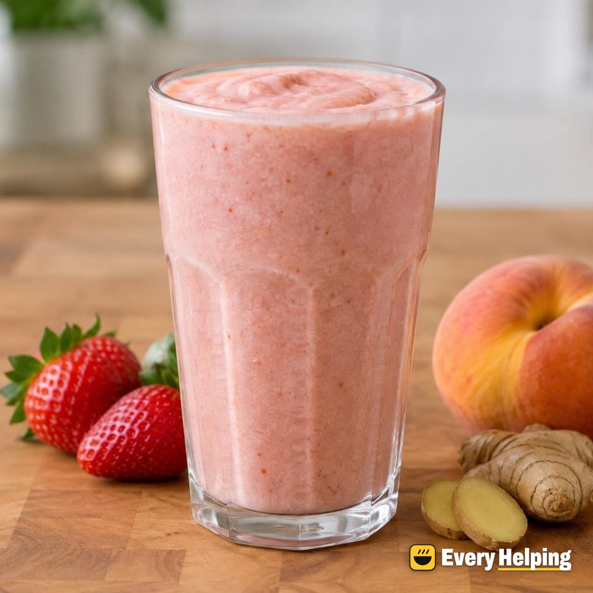Strawberry Peach Vanilla Lassi with Ginger