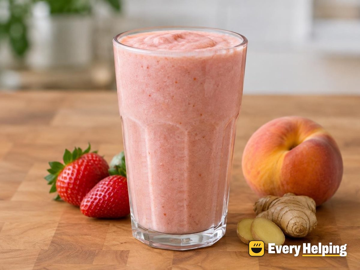 Strawberry Peach Vanilla Lassi with Ginger