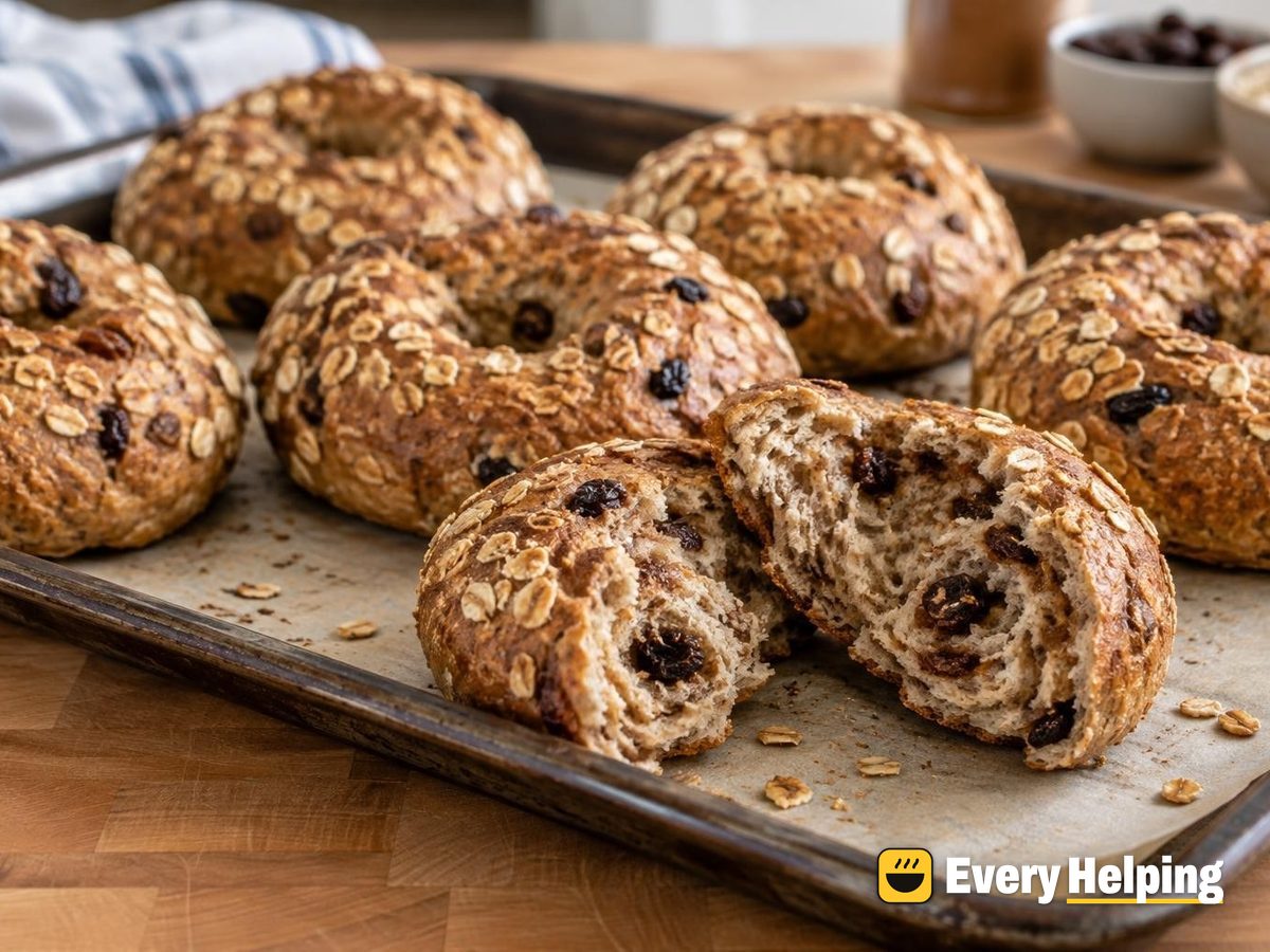 Whole Wheat Cinnamon Raisin Oat Bagels