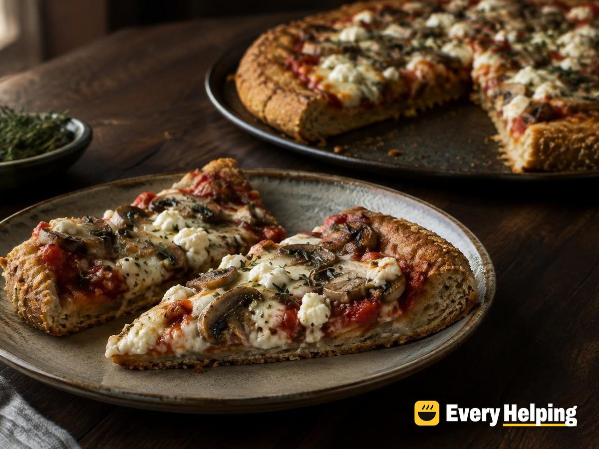 Whole Wheat Pan Pizzas with Feta and Thyme Mushrooms