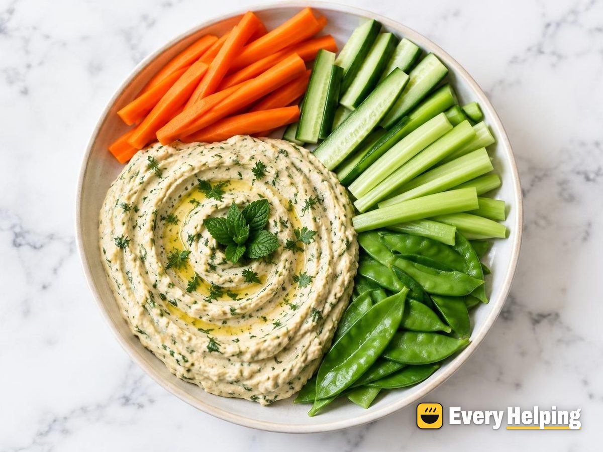 Garlic Herb Chickpea Hummus with Crudités