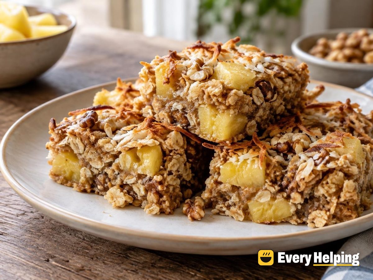 Toasted Coconut Pineapple Walnut Oat Bars