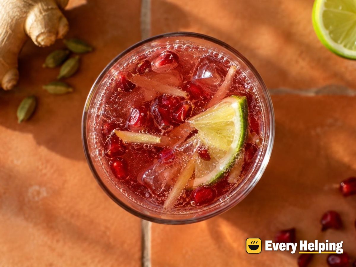 Cardamom Ginger Lime Pomegranate Spritzer
