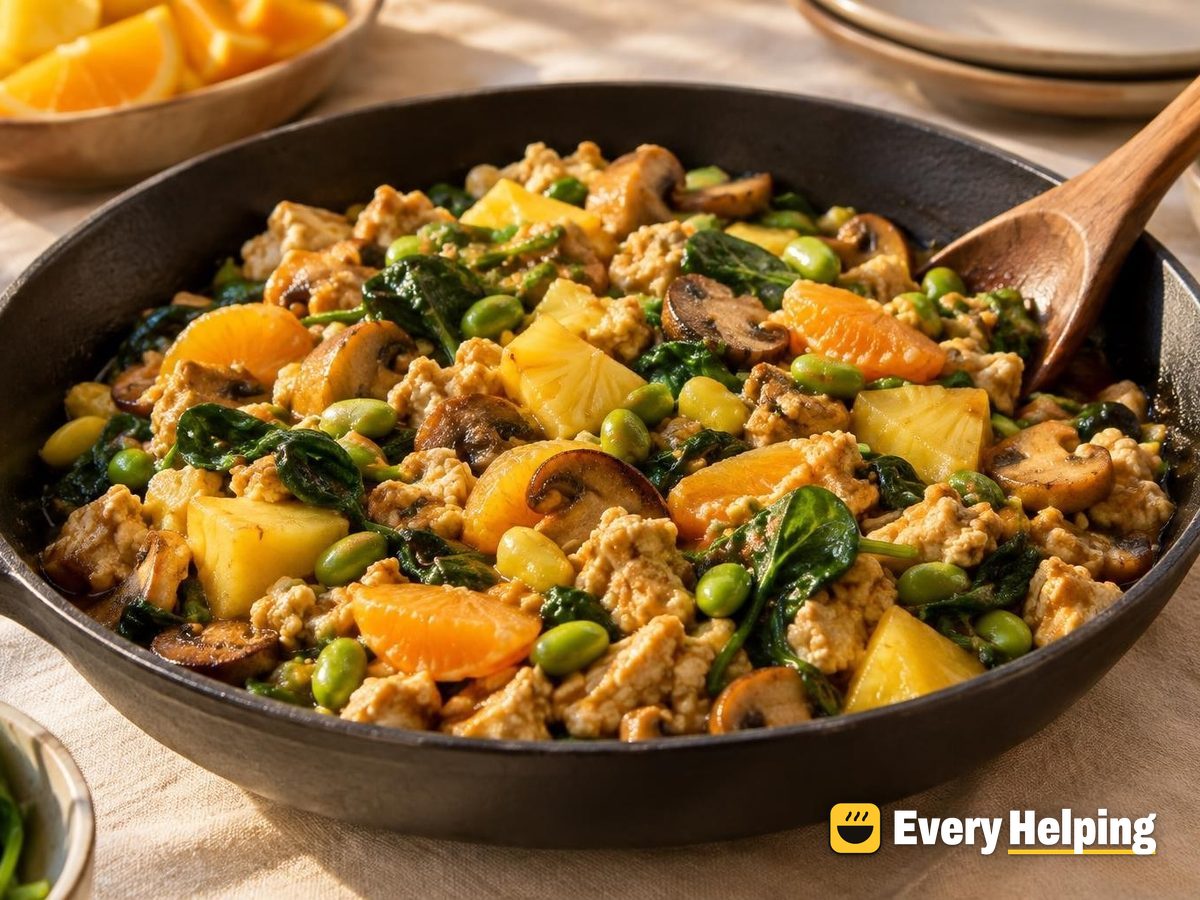 Miso-Ginger Tofu Scramble with Mushrooms