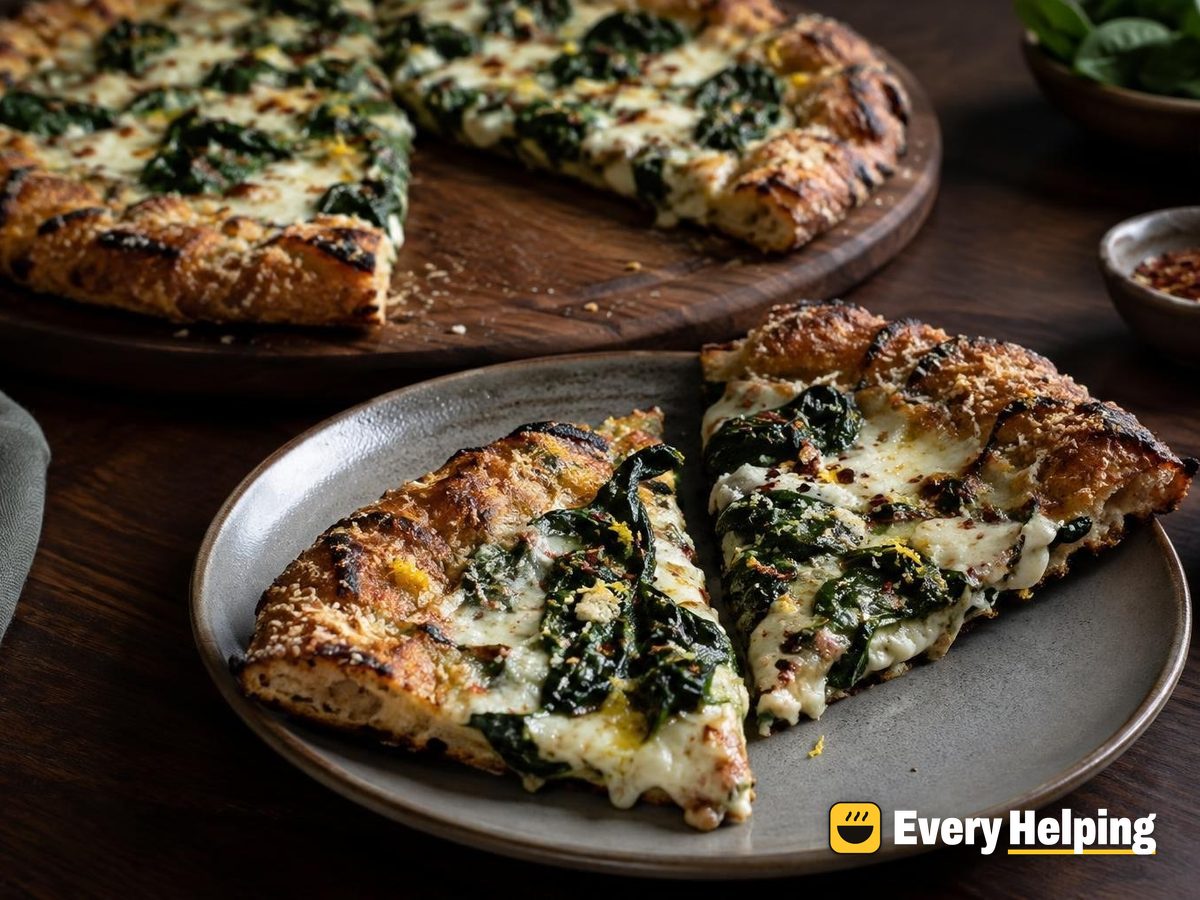 Grilled New York Spinach Pizzas with Parmesan Crust