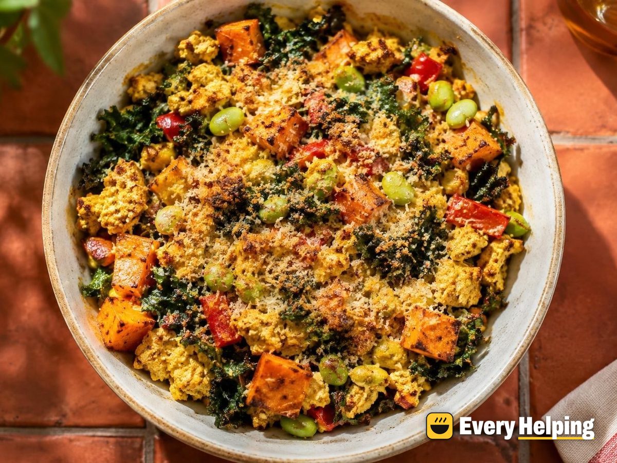 Tofu, Sweet Potato and Kale Breakfast Bake