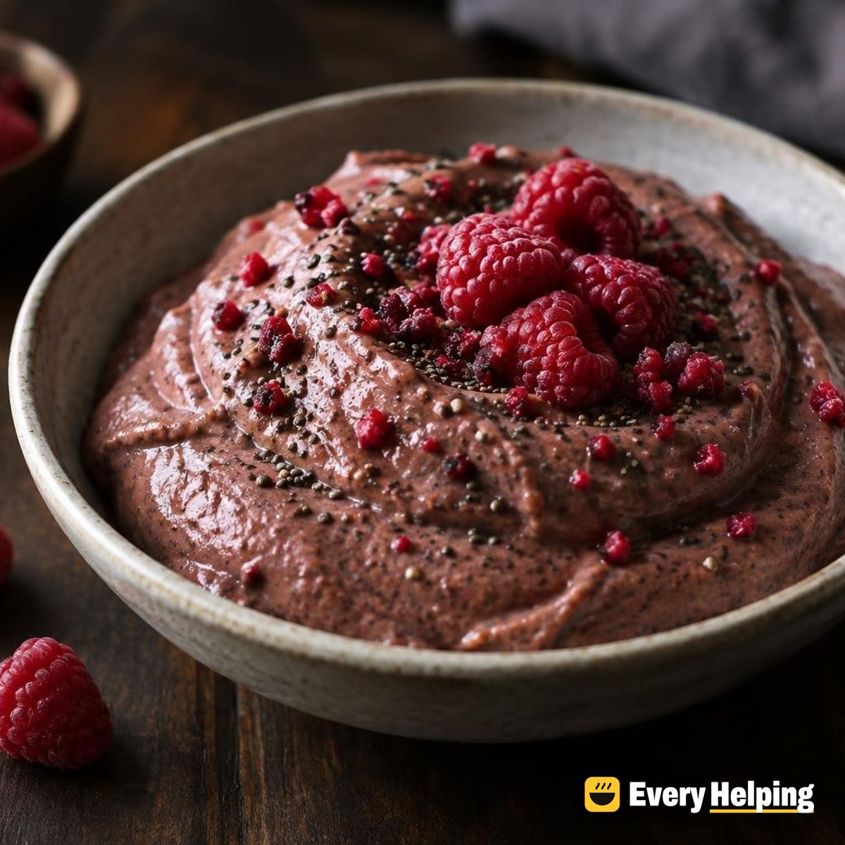 Blended Chocolate Raspberry Chia Mousse