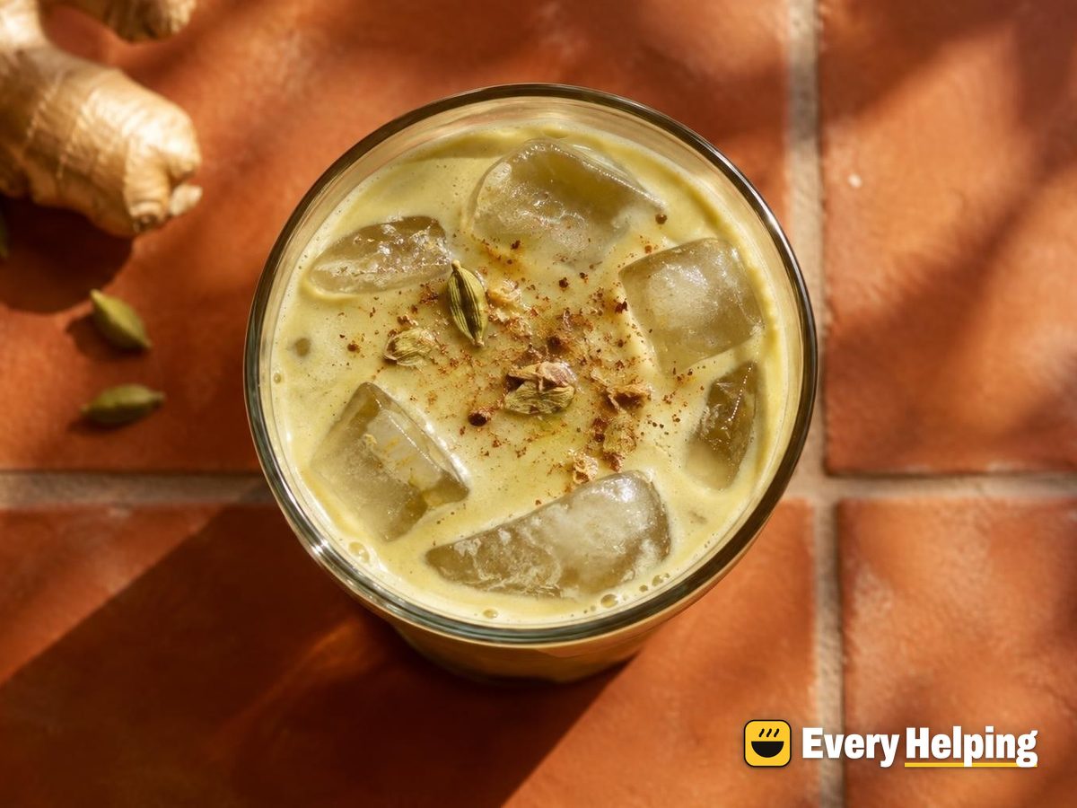 Iced Ginger-Cardamom Green Tea Latte
