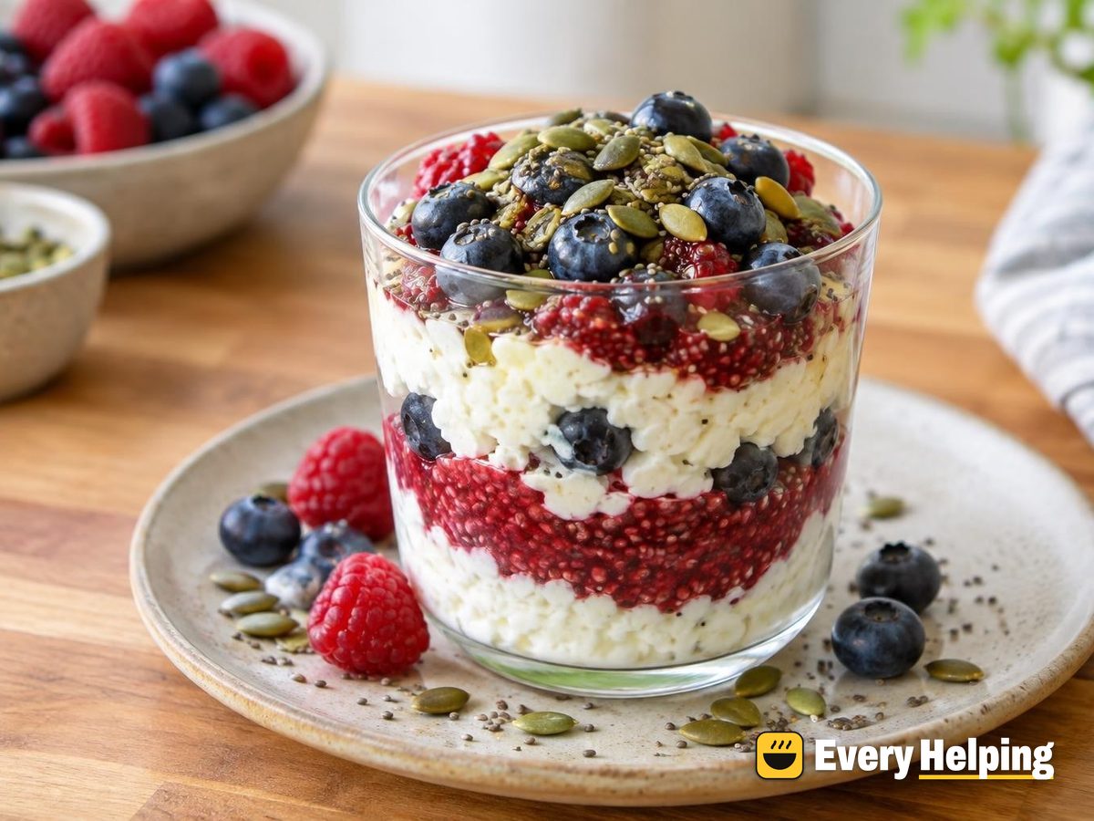 Lemon Cottage Cheese Parfait with Raspberry Chia Jam