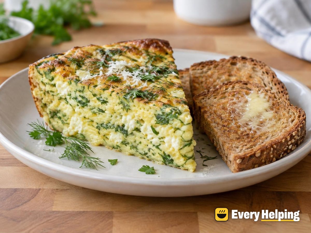 Oven-Baked Herb Frittata with Buttered Toast
