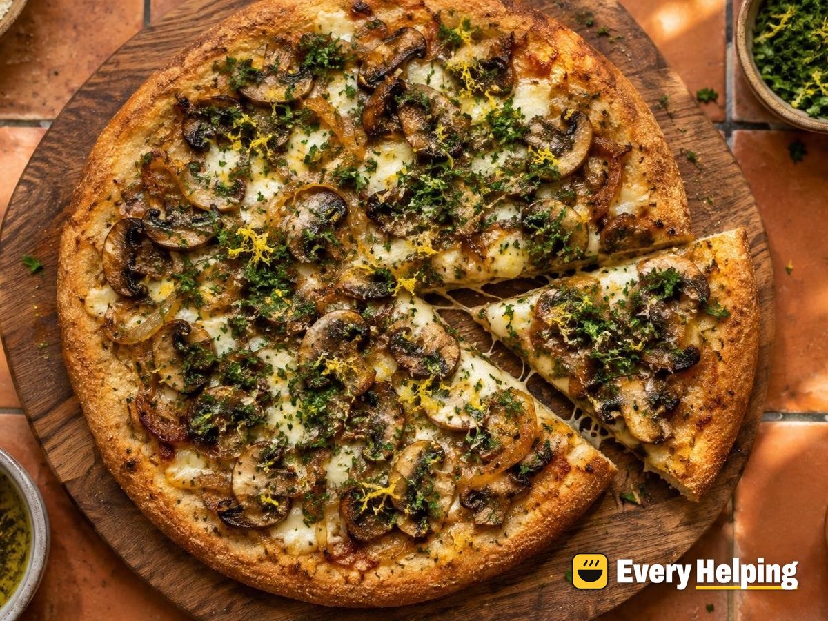 NY Caramelized Onion Mushroom Pizzas with Gremolata