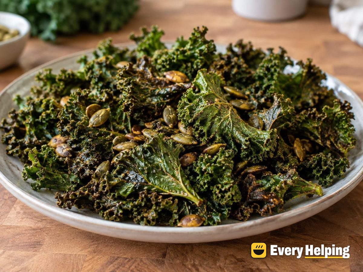 Cumin Kale Chips with Toasted Pepitas